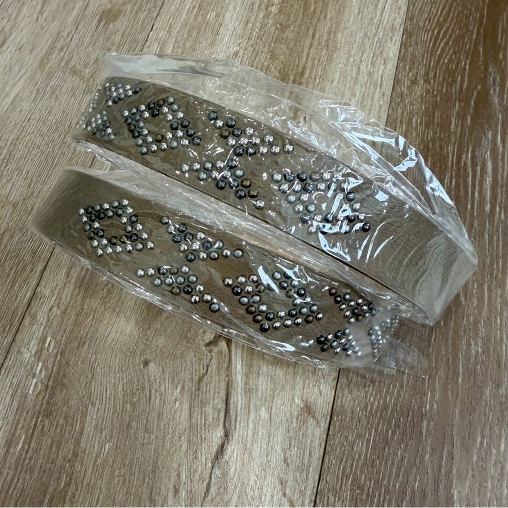 NEW Boho Western Geometric Studded Vegan Leather Belt Khaki - Picture 6 of 8